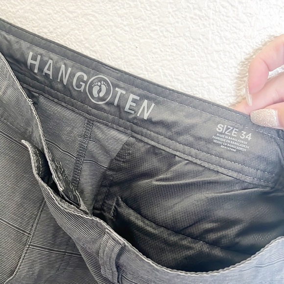 Hang Ten Mens Gray Plaid Flat Front Board Style Shorts - Picture 8 of 12